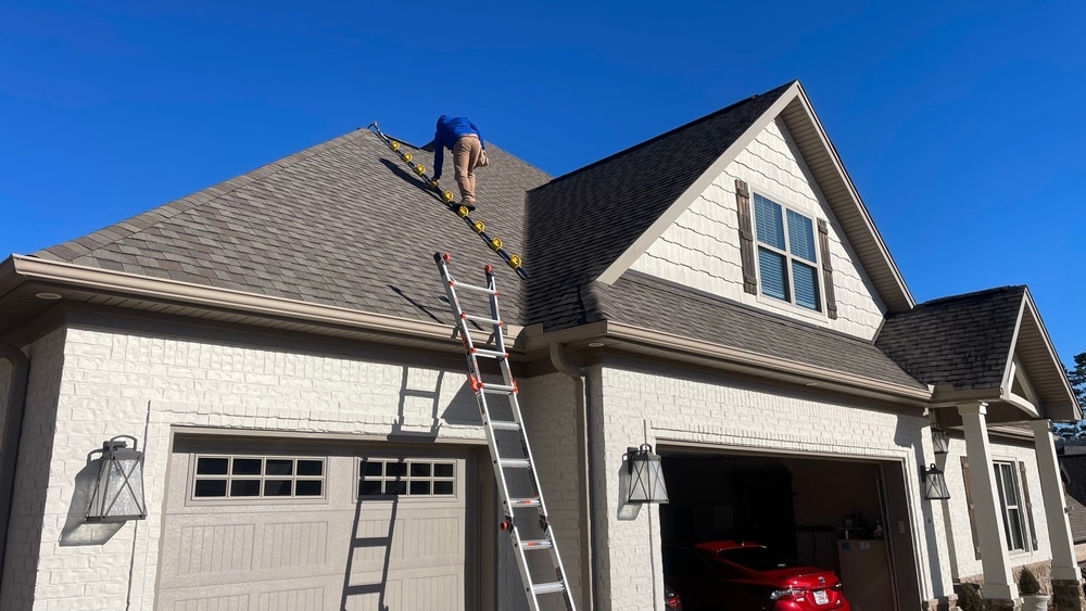 Roof inspection with ladder and Goat Roof Assist