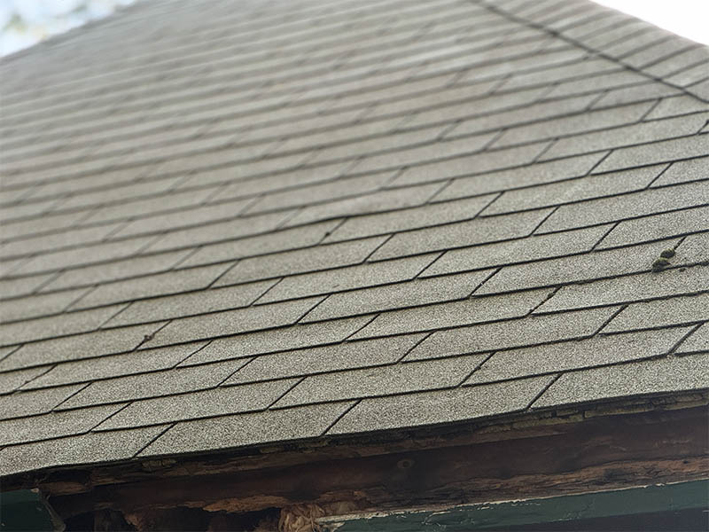 Newly installed shingle roof on residential home.